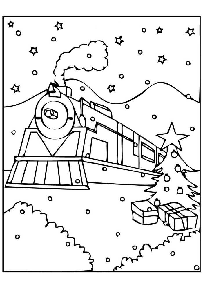 Polar Express Christmas Train Coloring Page