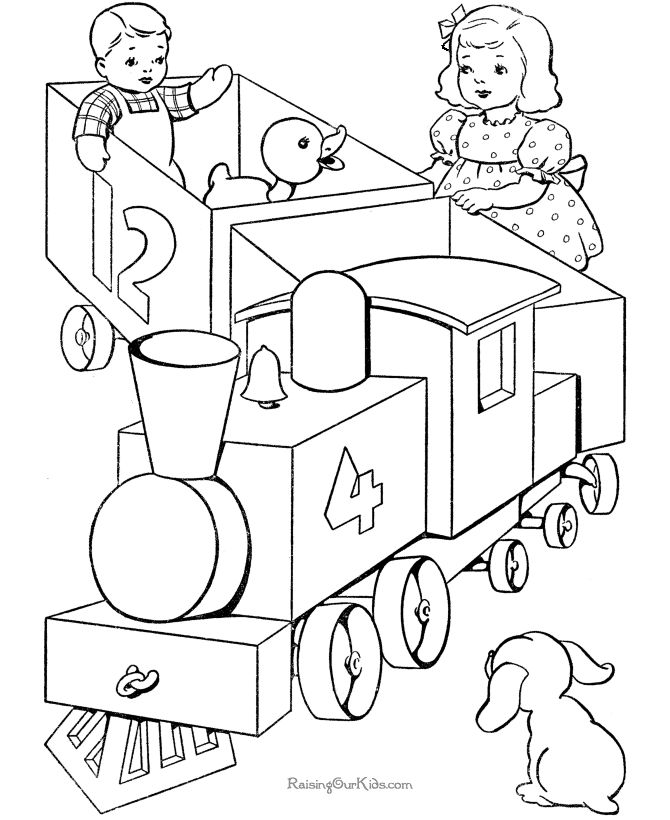 Toy train coloring pages