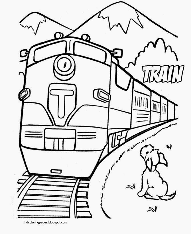 Train and Dog Coloring Pages