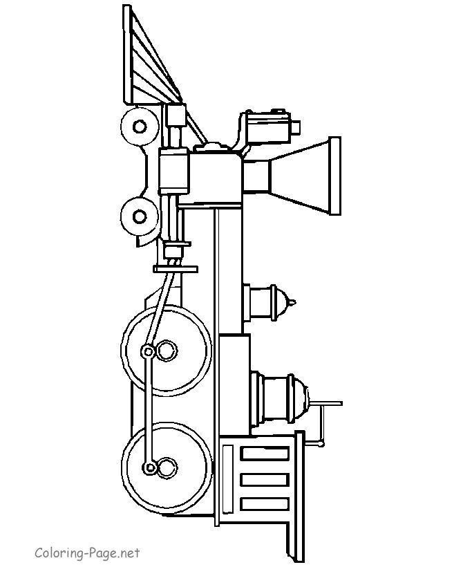 Train coloring page – Old engine