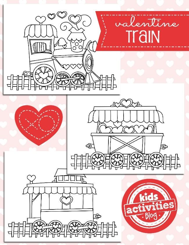 Valentine-Train-Coloring-Pages Valentine Train Coloring Pages