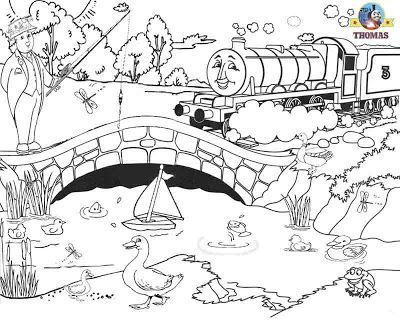 printable-Train-Thomas-Henry-the-tank-engine-and-the-water printable Train Thomas Henry the tank engine and the water wildlife birds colori...