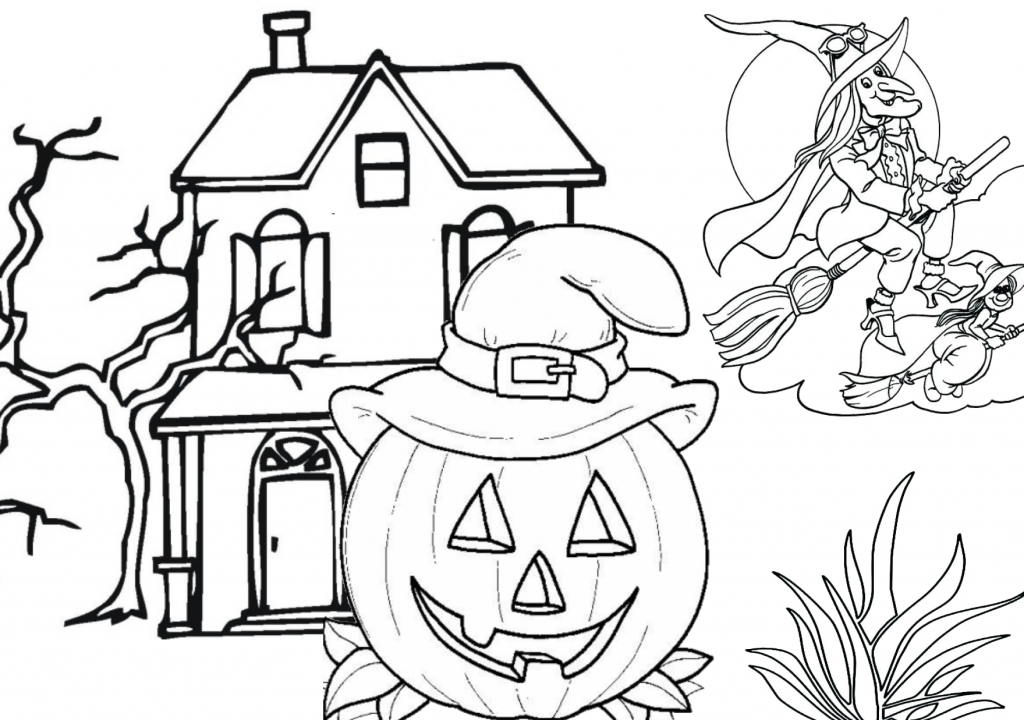 pumpkins-and-flying-witches-coloring-pages-tsgos-1024x720 Pumpkins and flying witches halloween coloring pages.