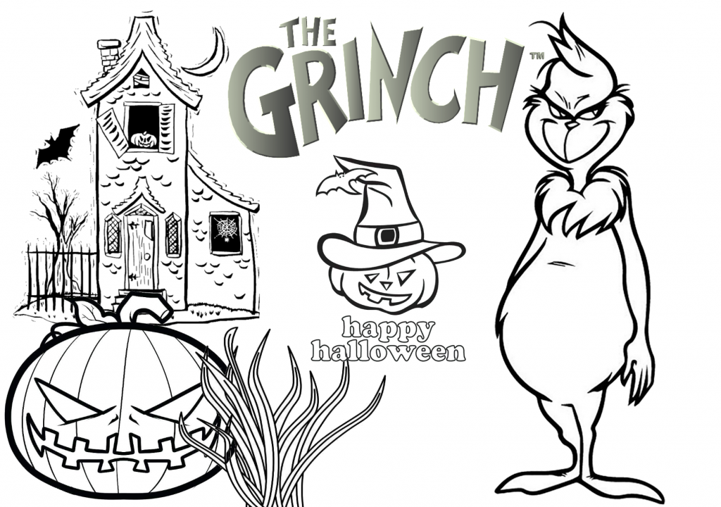the-grinch-halloween-coloring-page-1024x720 The grinch halloween free printable coloring page.