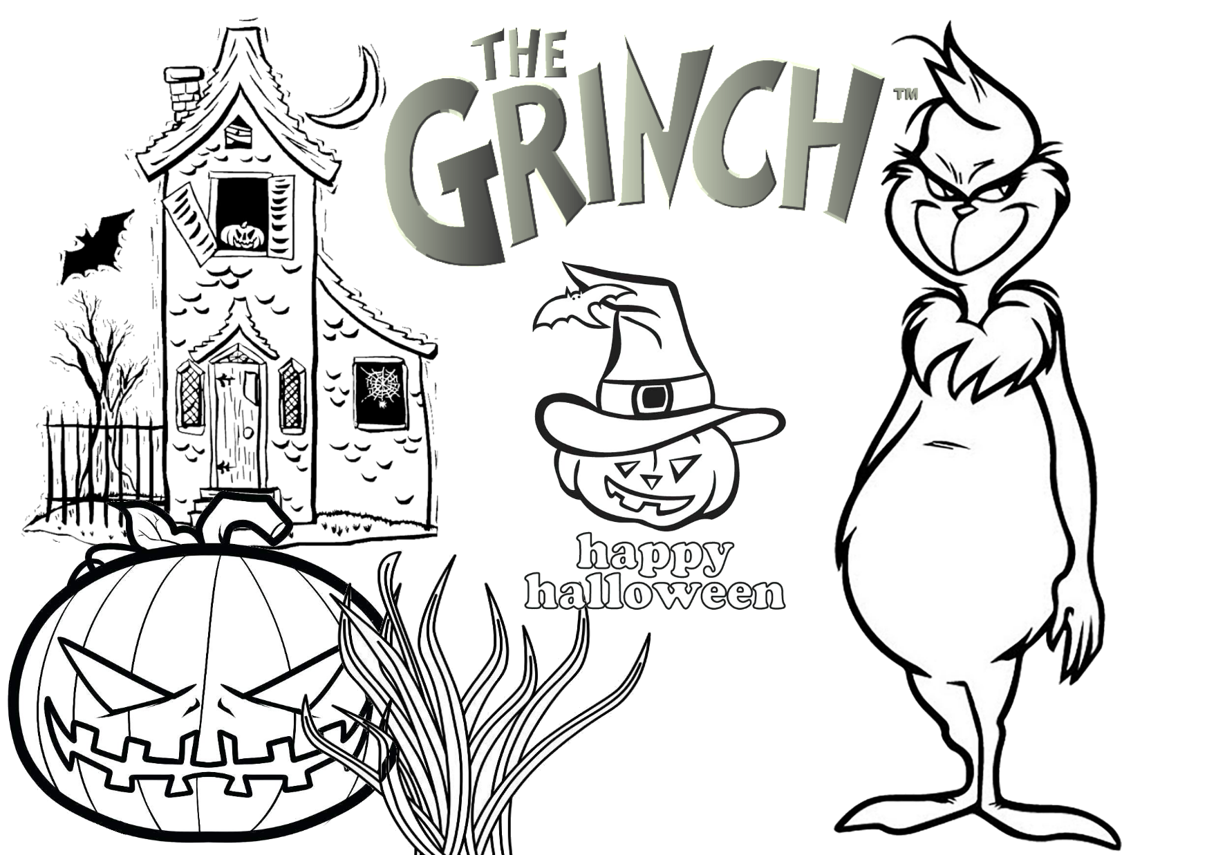 The grinch halloween free printable coloring page.