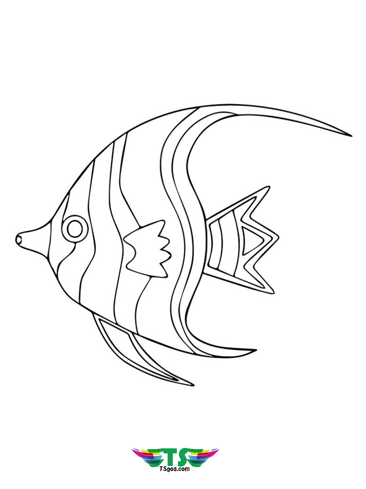 Beautiful fish coloring picture.