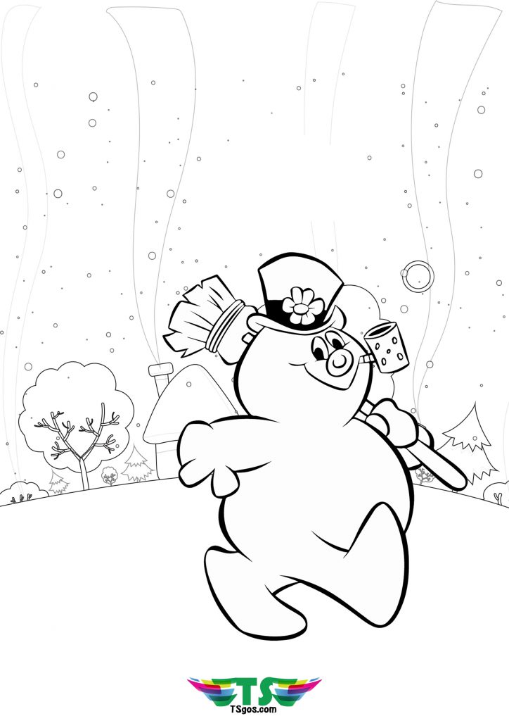 Happy Frosty The Snowman Coloring Page