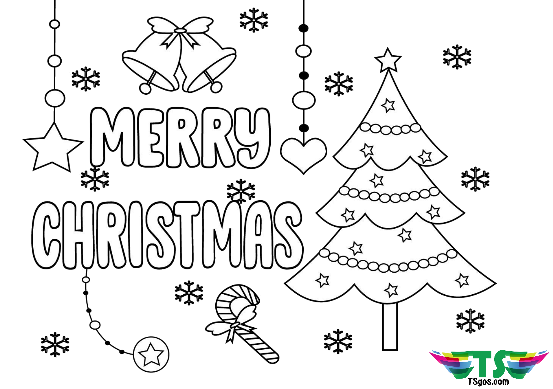 Merry Christmas Free Printable Coloring Page TSgos