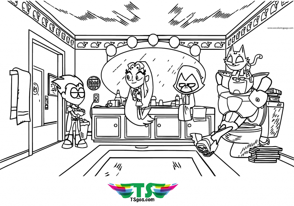 teen-titans-coloring-page-1024x720 Free Teen Titans coloring page.