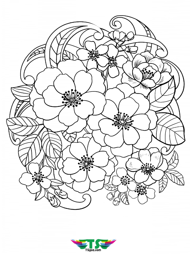 Free Printable Beautiful Flowers Coloring Page For Kids TSgos TSgos