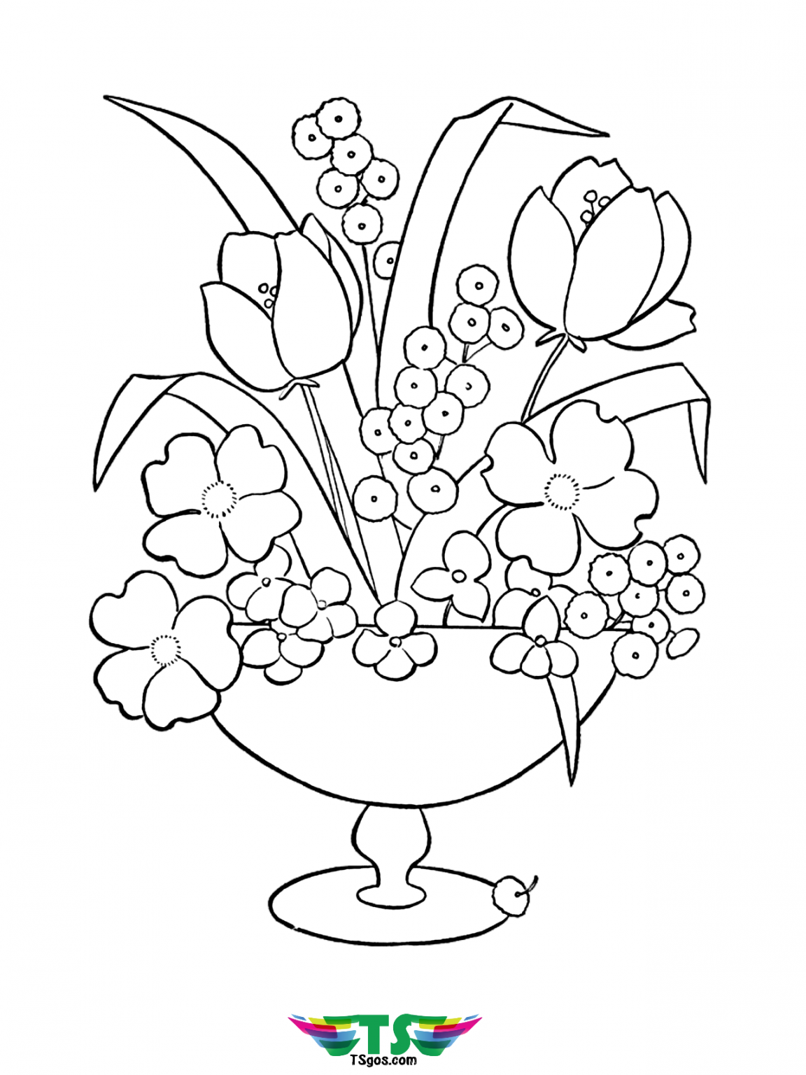 Skylark and Flowers coloring page | Free Printable Coloring Pages