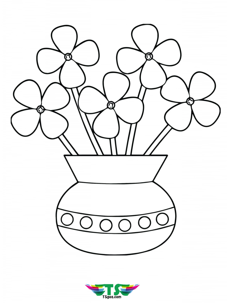 Printable Flowers in a Vase Coloring Page   TSgos.com   TSgos.com