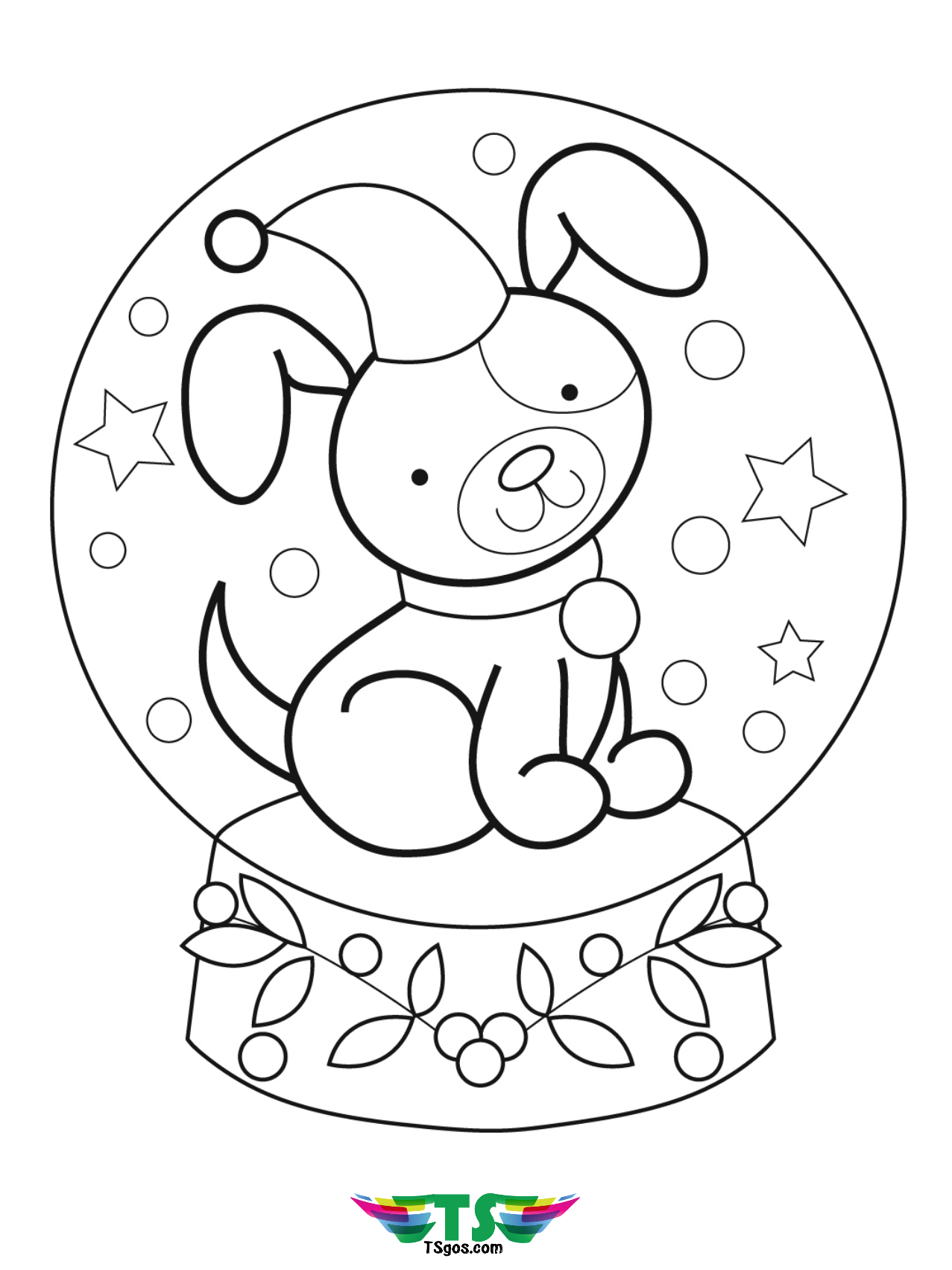 Free and easy dog coloring page for toddlers