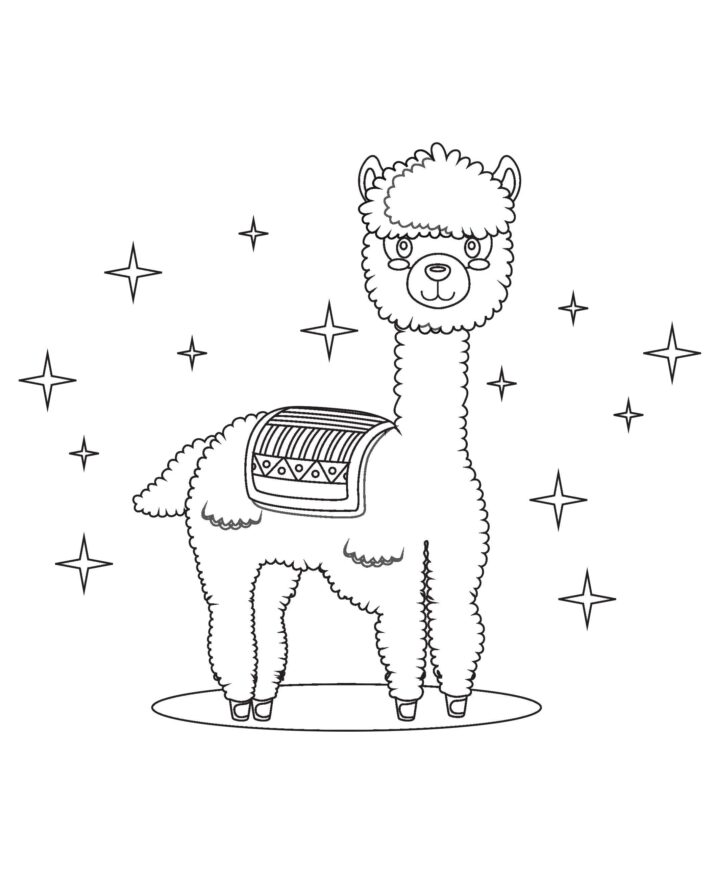 Cute Llama Coloring Page only For you kids - TSgos.com