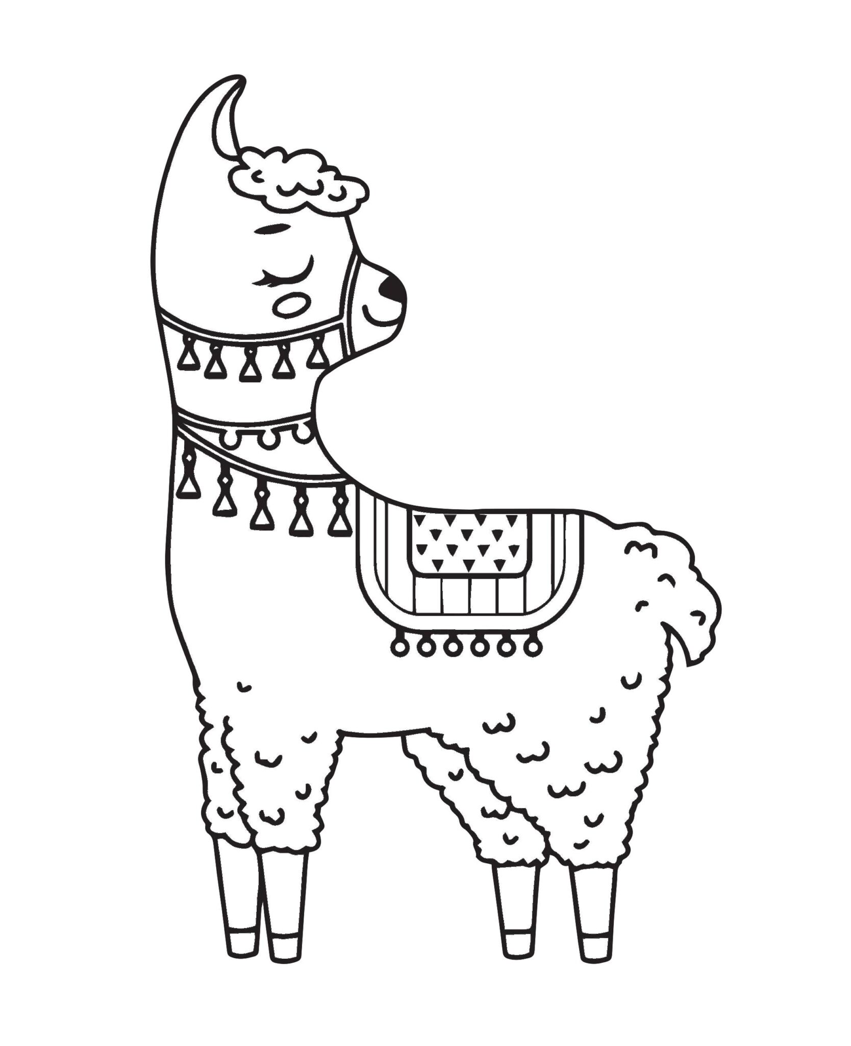 Раскраска лама Единорог