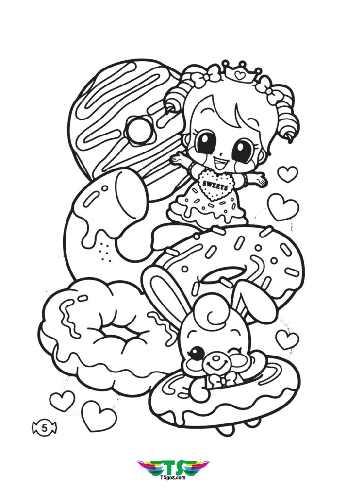 Kawaii Food I Love Donut Coloring Page - TSgos.com