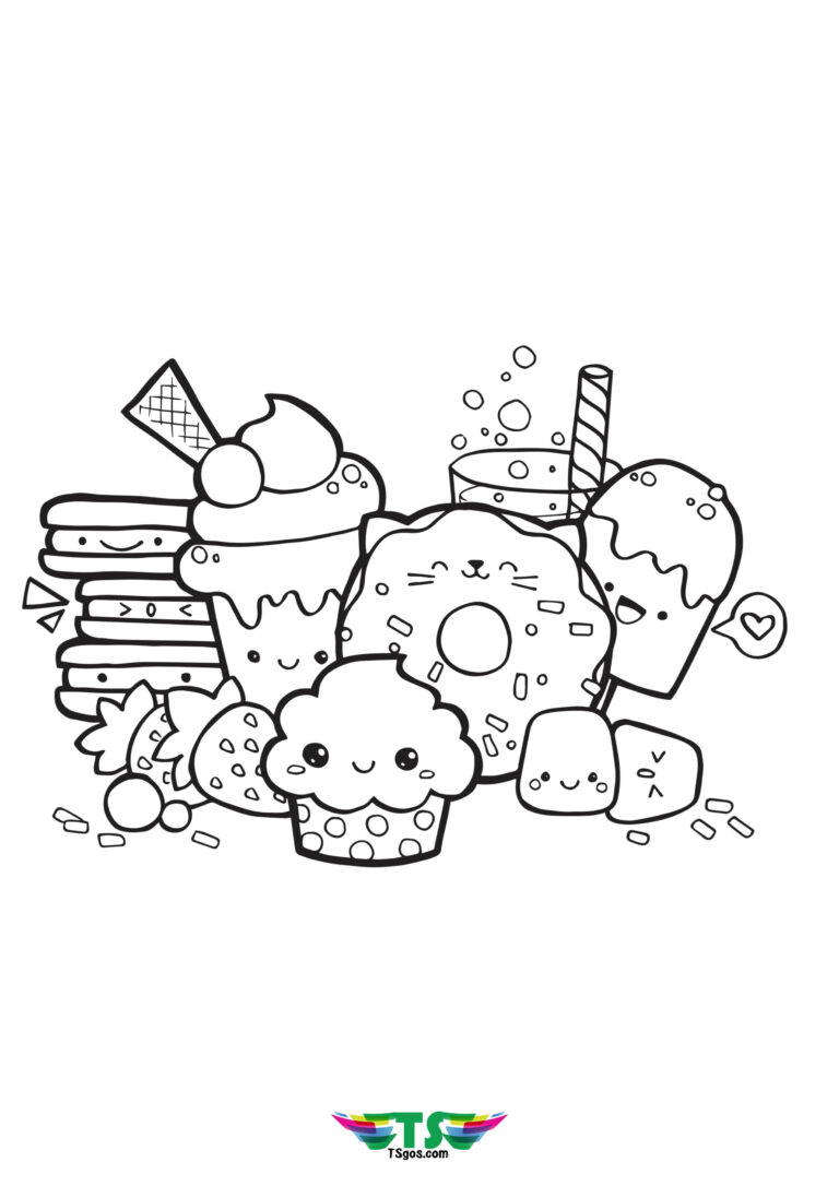 Kawaii Food Ice Cream Coloring Page - TSgos.com - TSgos.com