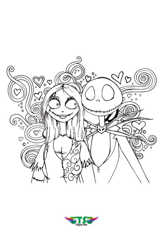 Jack and Sally Coloring Pages Nightmare before christmas