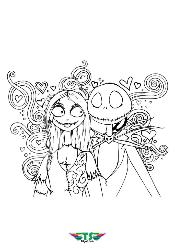 Jack and Sally Coloring Page's Nightmare Before Christmas
