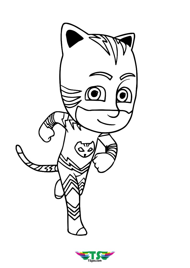 Catboy Superhero Coloring Page For Kids Wallpaper