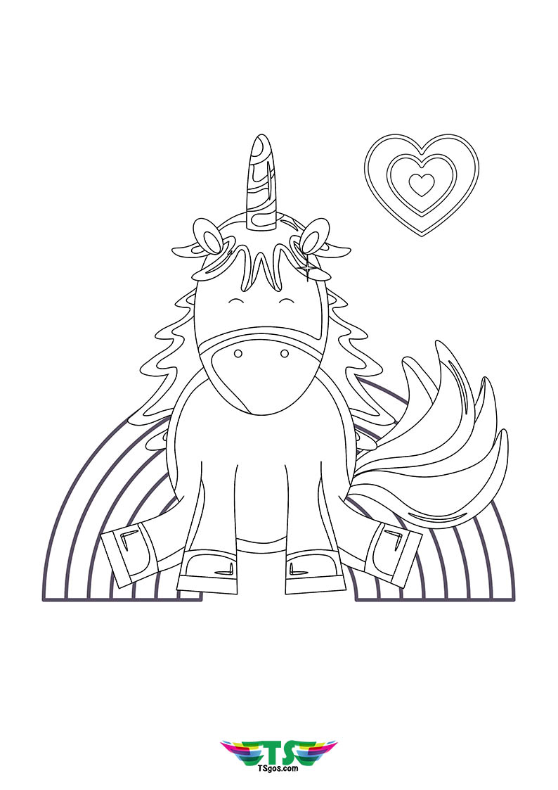 Cute Unicorn Coloring Page For Kids