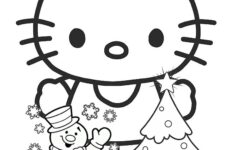 hello-kitty-and-snowman-christmass-coloring-page - TSgos.com