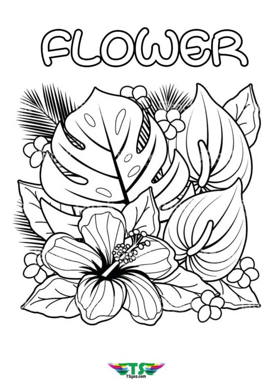Hard-Flower-coloring-page-for-kids-543x768 Beautiful Flower Easy to Coloring For Kids