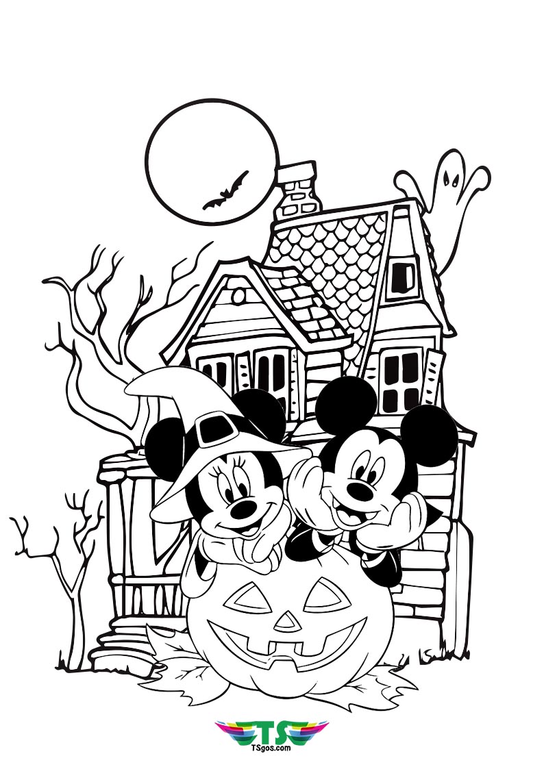 Disney Mickey Mouse Halloween Coloring Page TSgos