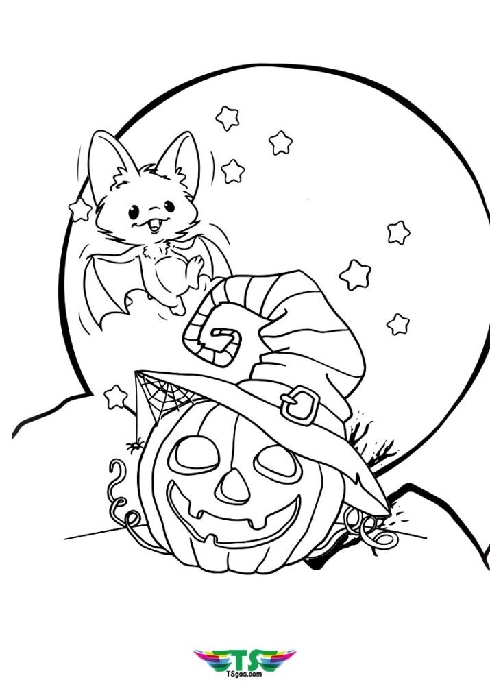 Pumpkin Wizard Halloween Coloring Page - TSgos.com - TSgos.com