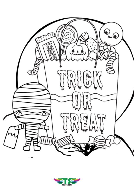 Trick Or Treat Halloween Coloring Page