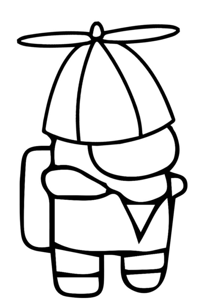 Among Us Coloring Page With Funny Hat