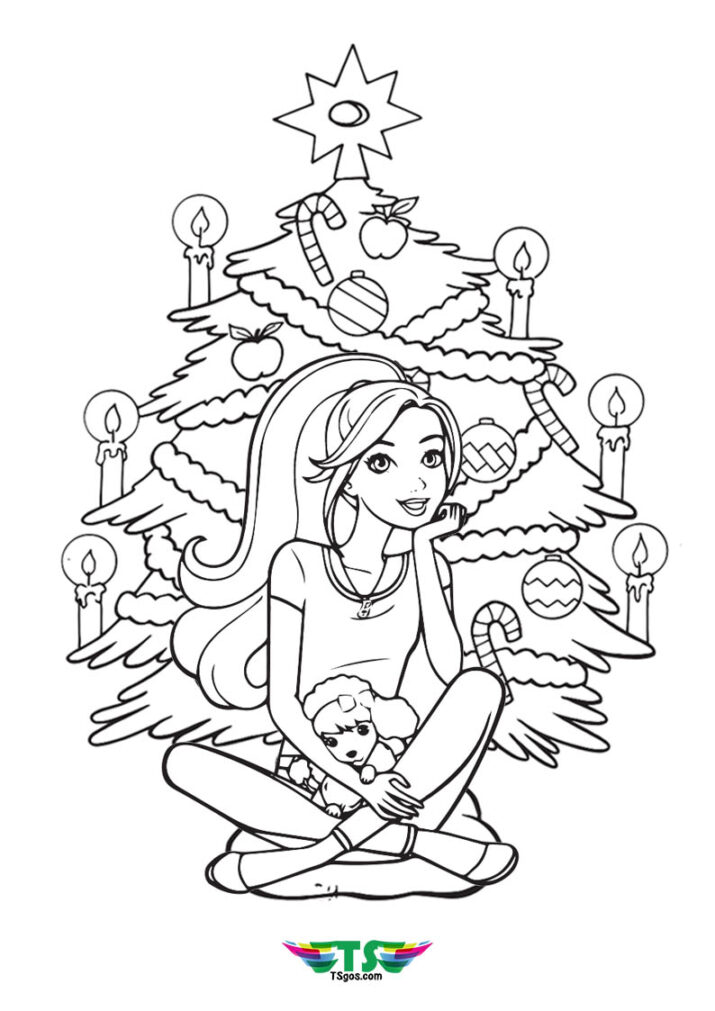 Barbie Christmas Coloring Page For Kids - TSgos.com - TSgos.com