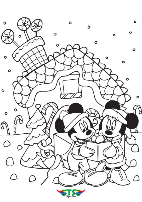 Mickey and Minnie disney christmas coloring pages