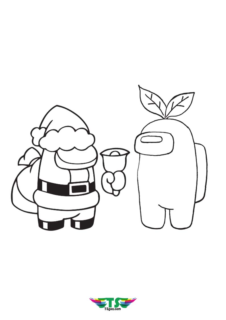 Santa Among Us Funny Character Game Coloring Page
