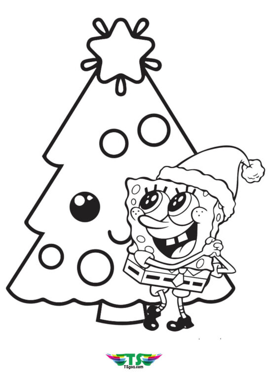 Spongebob-and-Christmas-Tree-Coloring-Page-543x768 Spongebob and Christmas Tree Coloring Page