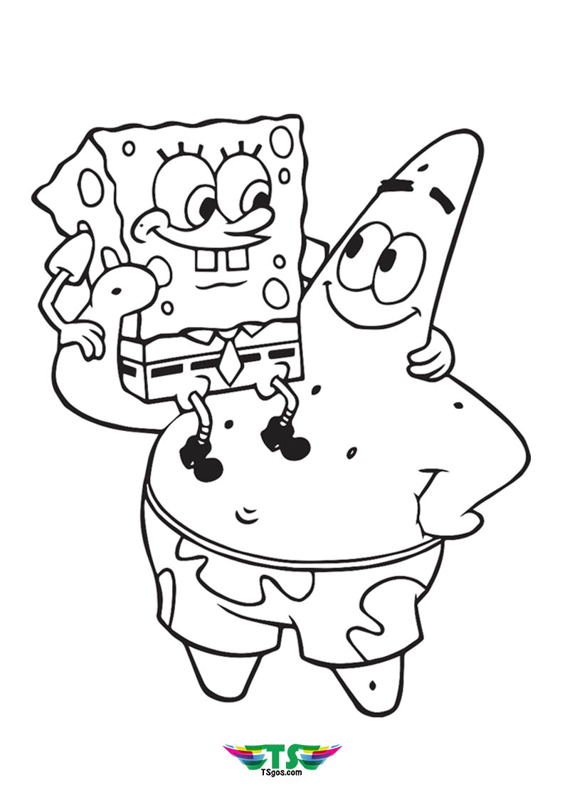 Spongebob and Patrick Coloring Page For Kids