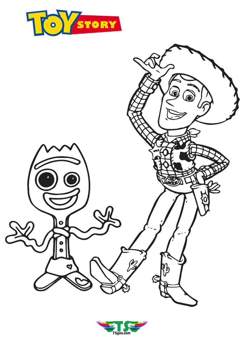 Woody and Forky Toy Story Coloring Page For Kids