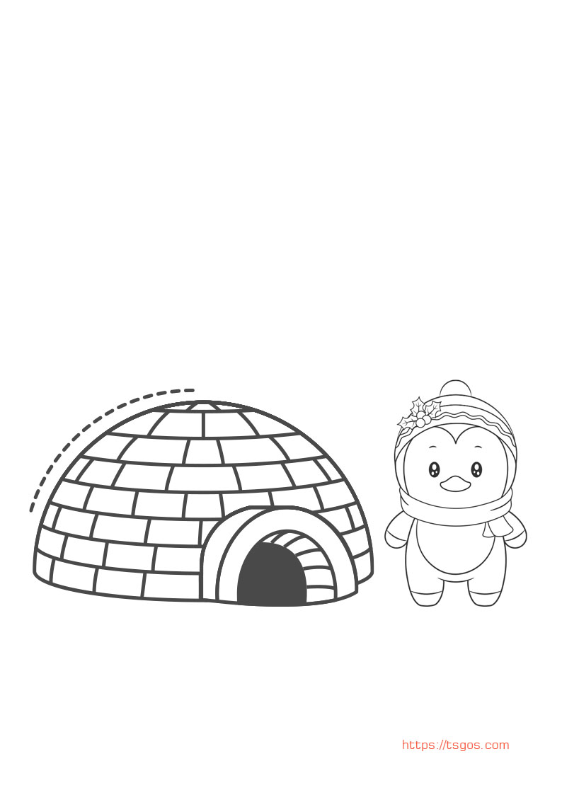 Best Igloo and Penguin Coloring Page For Kids
