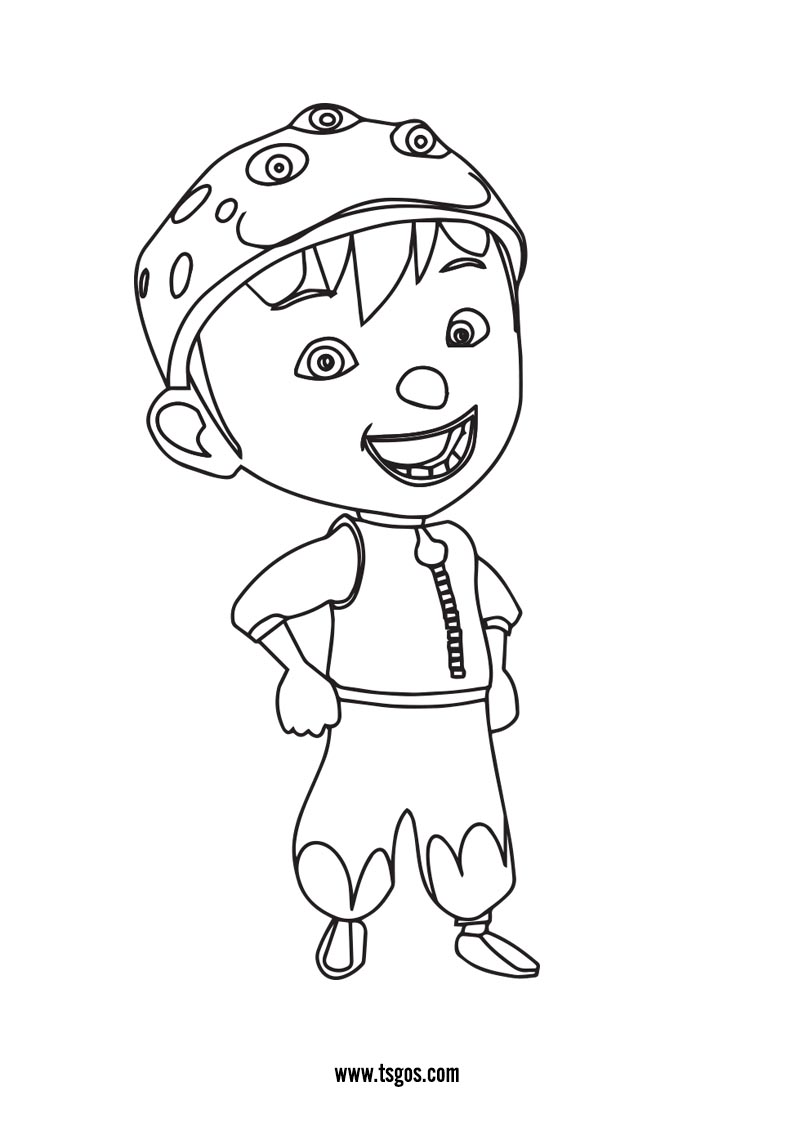 Boboiboy Smile Coloring Page For Kids Wallpaper