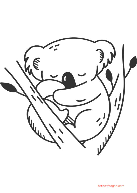 Kawaii Koala Animal coloring page for kids