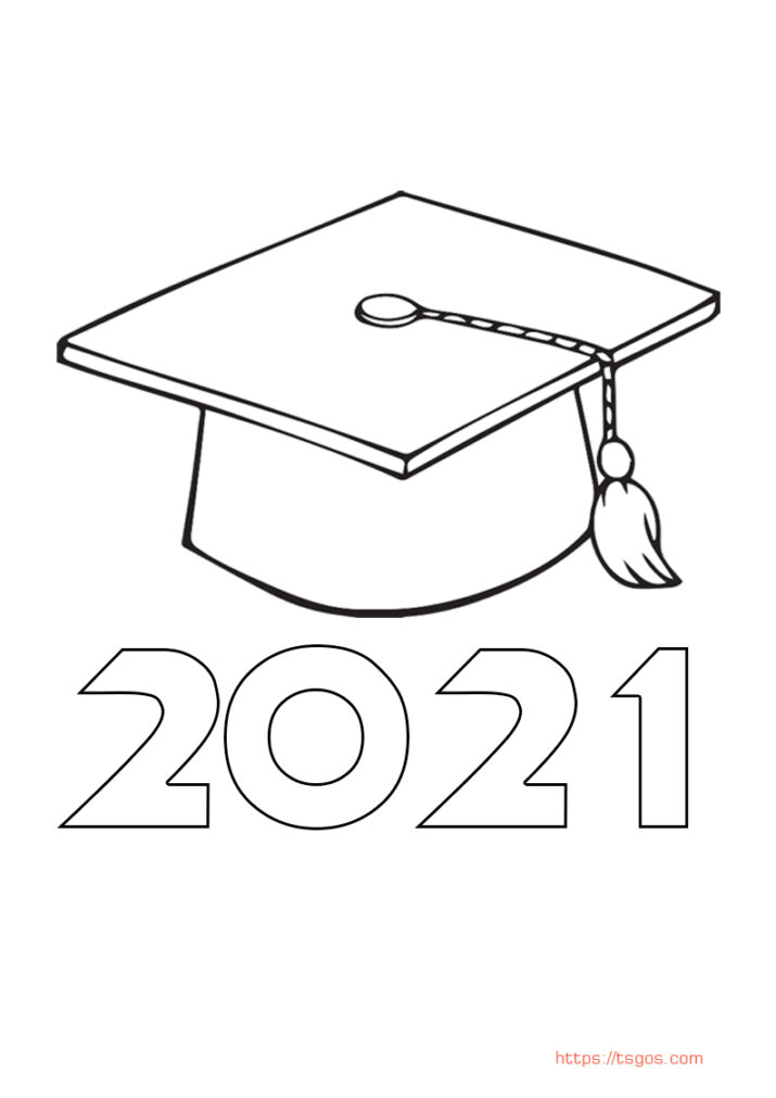 Graduation Hat 2021 Coloring page For Kids - TSgos.com