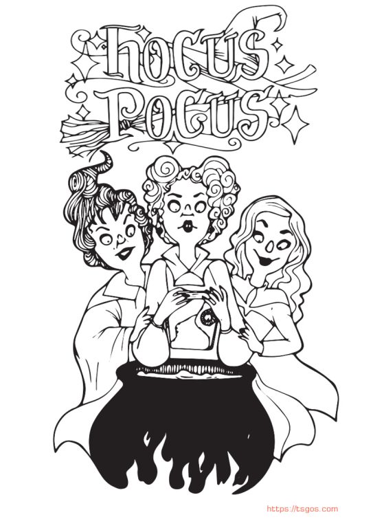 Hocus Pocus Witches Printable Coloring Pages For Kids