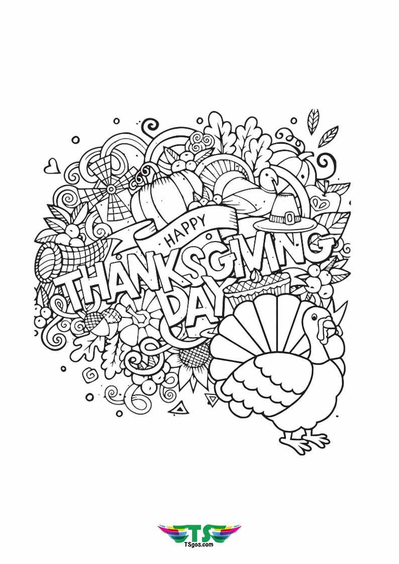 Coloring Page Happy Thanksgiving Day For Kids