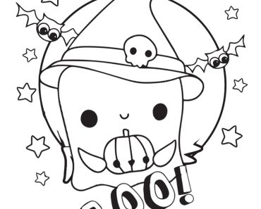 Cutie Ghost Halloween Coloring Page For Kids