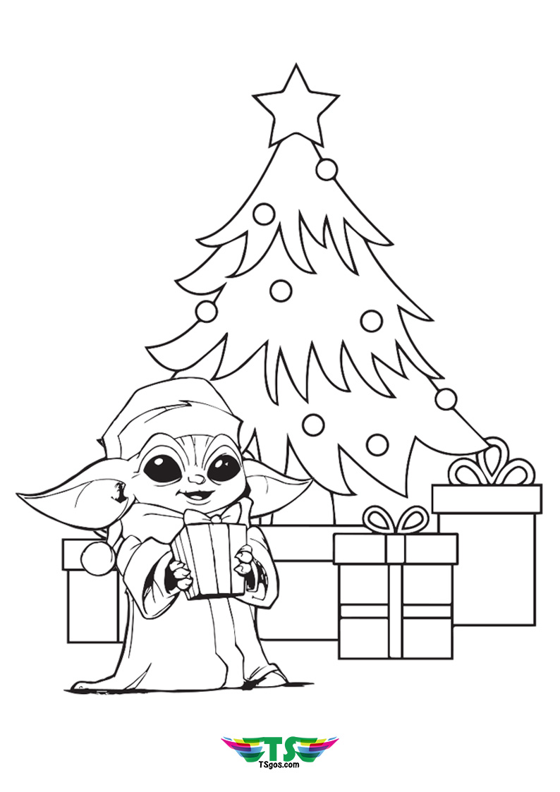 Baby-Yoda-and-Christmas-Tree-Coloring-Page-For-Kids Baby Yoda and Christmas Tree Coloring Page For Kids