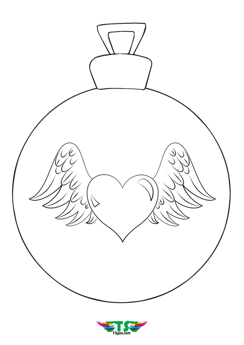Easy Christmas Ornament Angel Wings Coloring Page For Kids