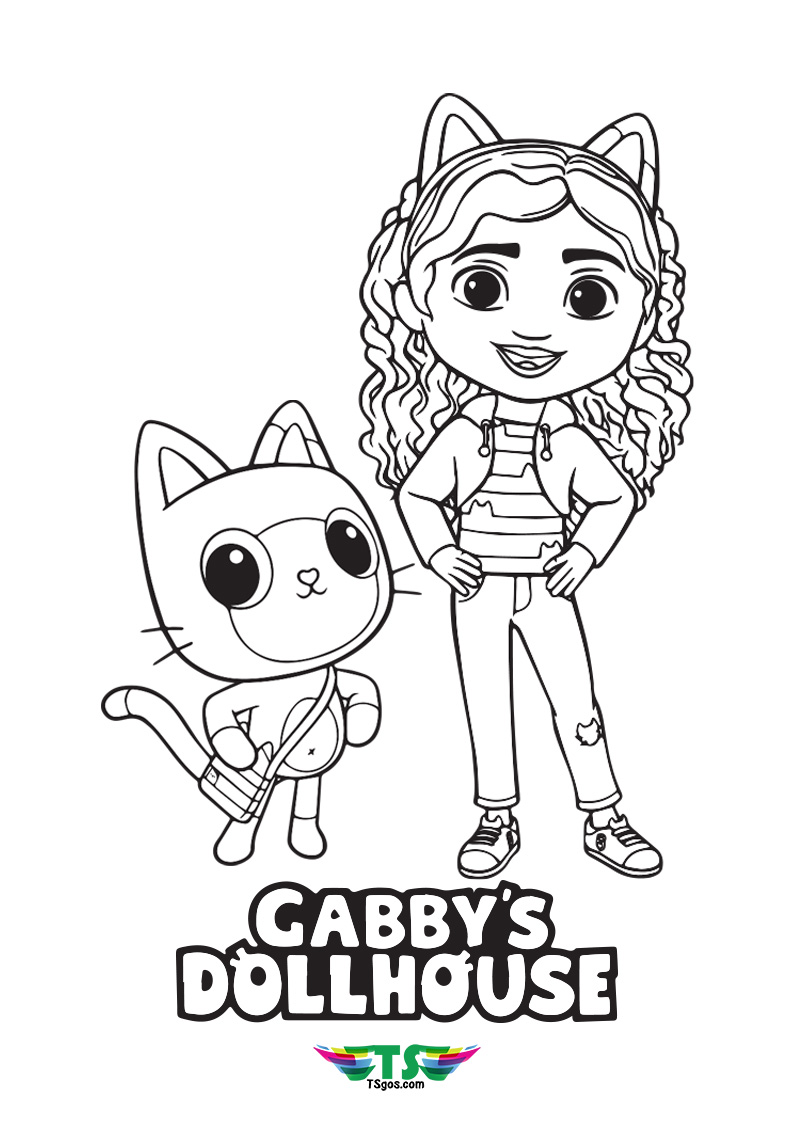 Free and Easy Gabby Dollhouse Coloring Page For Kids