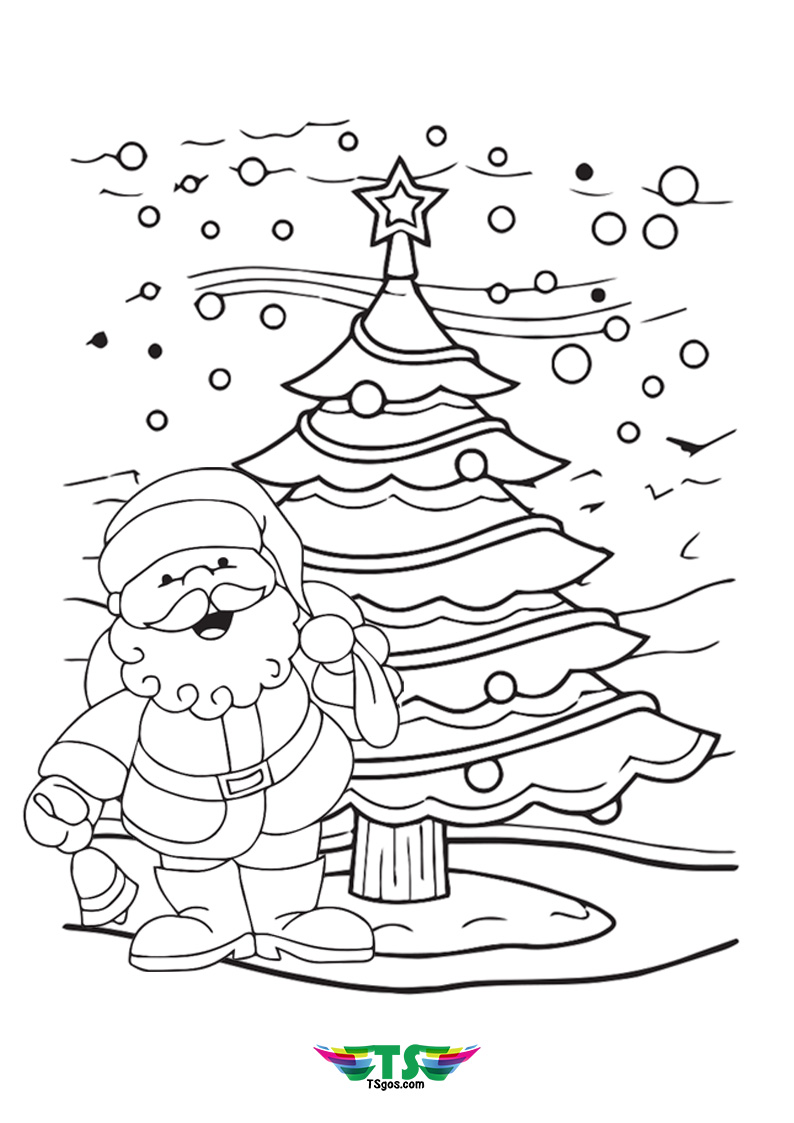 Happy Santa Christmas Coloring Page For Kids