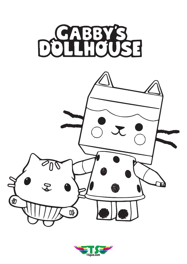 Kawaii Gabby Dollhouse Character Coloring Page For Kids