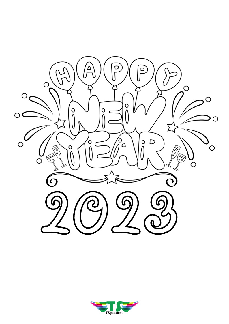 Best Happy New Year 2023 Coloring Page For Kids